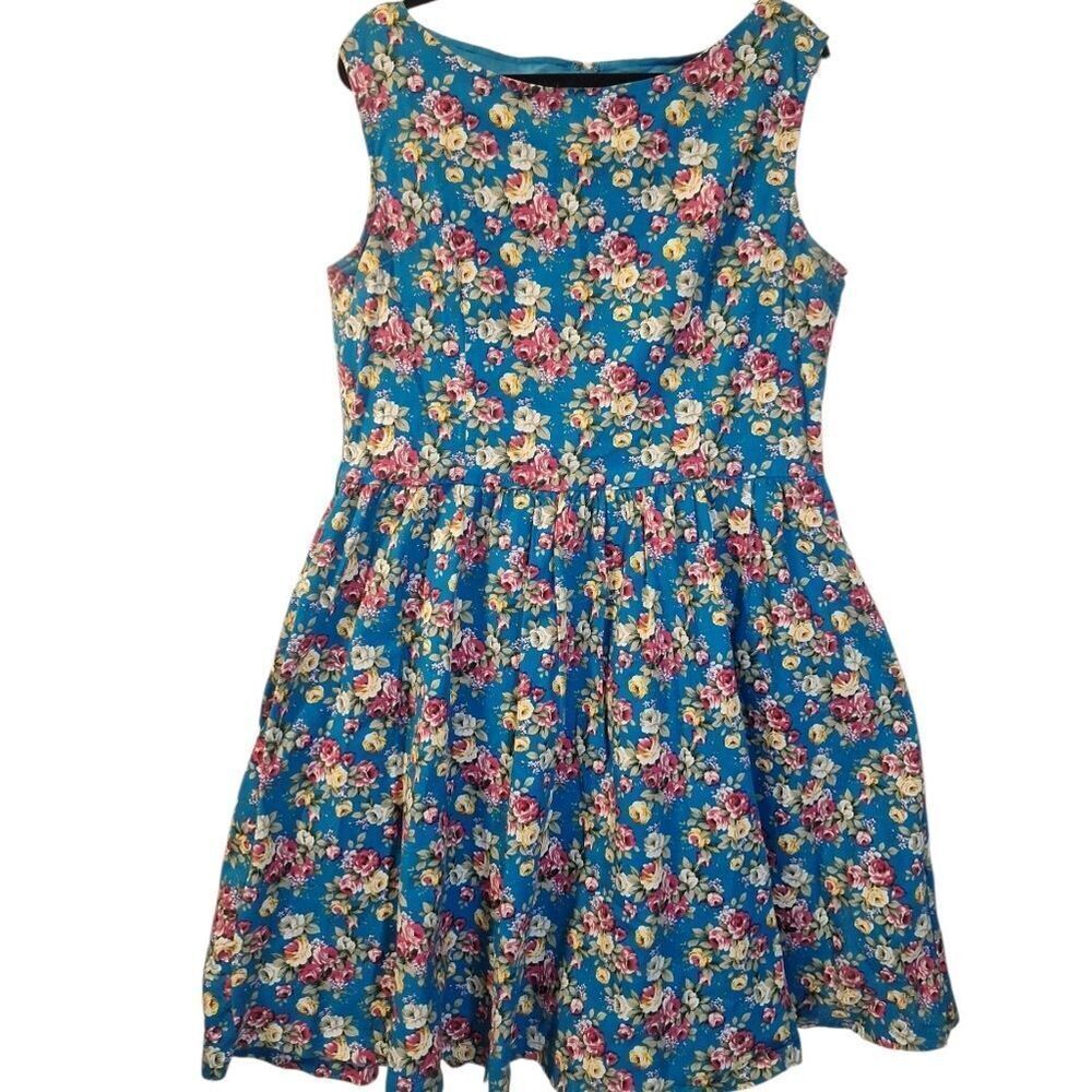 Lindy Bop Audrey colorful floral fit and flare pin up dress size 3XL
